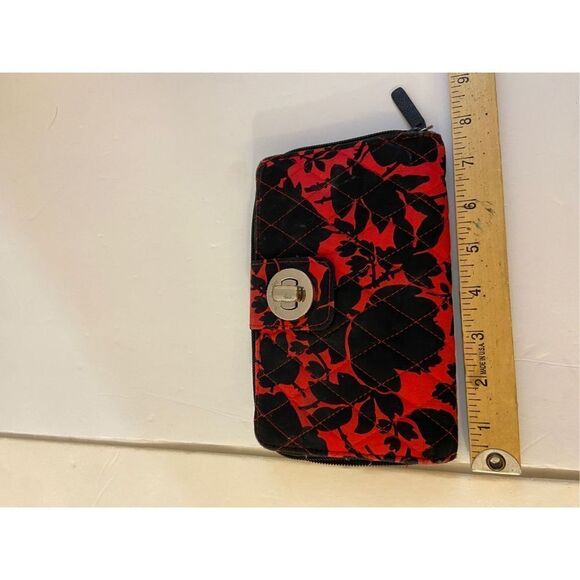 Vera Bradley turn key wallet black red zipper 7.5x5" - Picture 2 of 5